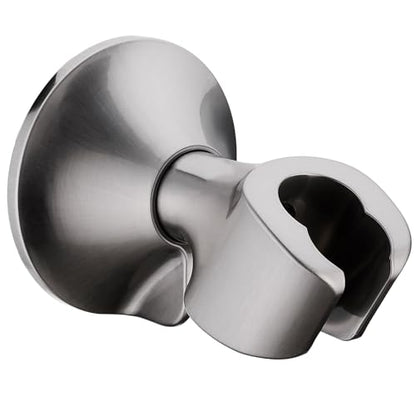 BRIGHT SHOWERS Strong Adhesive Shower Head Holder with Dual Angle Adjustable, Wall Mounted Handheld Shower Bracket, Easy Installation, Screw Mounting Options, Brushed Nickel - color: Brushed Nickel, style: Adhesive & Screw - 2 Angles