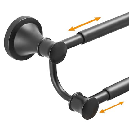 Hoimpro Double Towel Bar Towel Rack for Bathroom Holder Wall Mounted Black | Adjustable 16-26 In,Matte Black Wall Mounted, Stainless Steel, Rustproof, Towel Bar Rod Hanger Hardware Accessories Hotel - color: Black