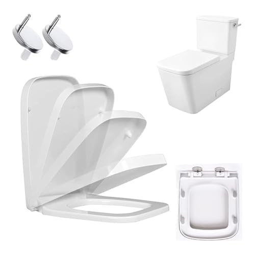 Soft-Close Toilet Seat with Quick-Release Function Square 360degrees Simple Top Fixing with Adjustable Hinge for Modern Bathroom