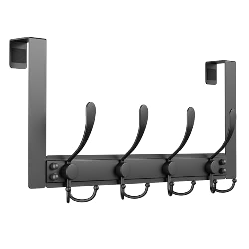 Heavy Duty Over The Door Hooks Rustproof - 25lb Over The Door Towel Rack, Over The Door Towel Hook, Door Hanger for Bathroom, Coat Rack Dorm Room Essentials (1Pack,Black) - color: Black
