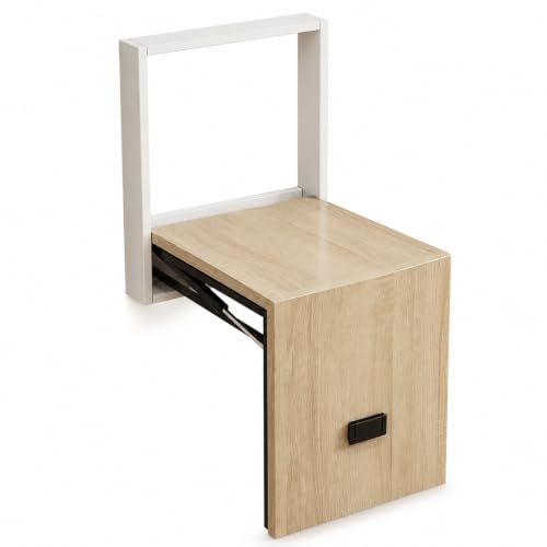 Wall Mounted Folding Stool, Solid Wood Foldable Shoe Bench with Spring Hinge, Space Saving Wall Seat for Entryway, Bedroom and Hallway - color: B
