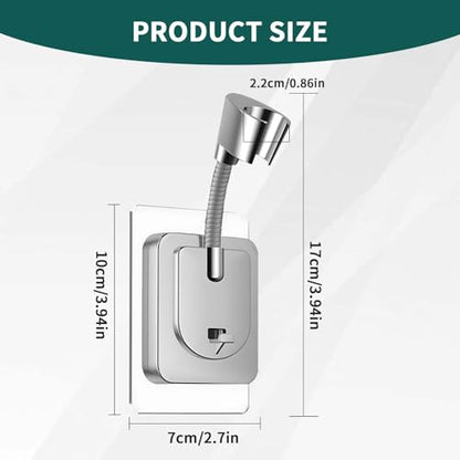 Shower Head Holder Wall Mount, 360° Adjustable Handheld, No-Drill Strong Adhesive Wand Bracket, Waterproof, Fits Handles up to 0.83 in (2.1 cm), Bathroom Accessories, Chrome Finish