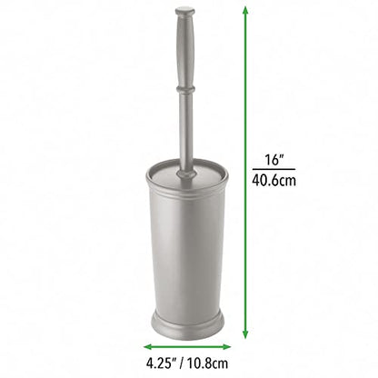 mDesign Toilet Bowl Brush and Holder - Covered Bathroom Toilet Brush - Standing Toilet Bowl Scrubber in Modern Holder - Compact, Space Saving, Deep Cleaning Brush for Toilet - Hyde Collection - Gray - color: Gray