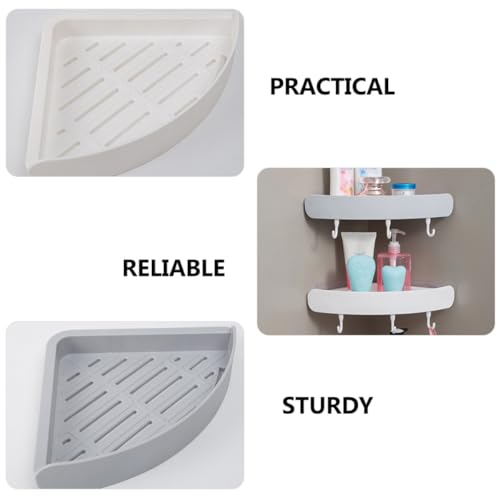 jojofuny 2Pcs Wall Corner Shelf for Bathroom Plastic Triangle Storage Racks with Drainage Design Easy Install Strong Adhesion Space-Saving Organizer for Shower Shampoo and Toiletries
