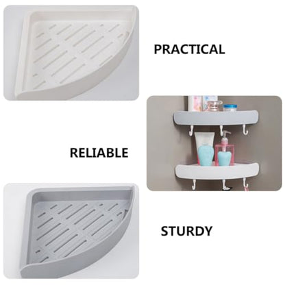 SHINEOFI 2Pcs Plastic Bathroom Corner Shelf Wall Mounted Storage Racks with Drainage Design Installation Organizer for Shower and Kitchen Space Saving