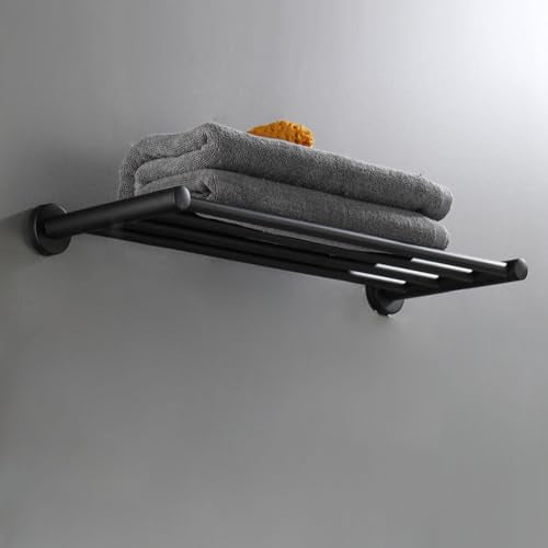 20 Inch Bathroom Towel Rack, Hotel Style Towel Racks for Bathroom Wall Mounted, Modern Towel Bar Rack, 2-Tier Towel Shelves, Black - color: Black, size: 20 Inches