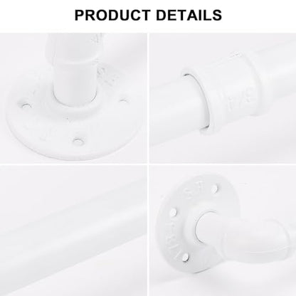 Industrial Pipe Towel Rack Towel Bar, Heavy Duty Wall Mounted Rustic Farmhouse Bath Towel Holder for Bathroom (White, 32 inch) - color: White, size: 32 inch