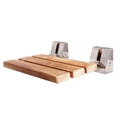16" Wall Mounted Teak Shower Seat 15-3/4" W x 13" D x 4-1/2" H - color: Brushed Nickel,teak