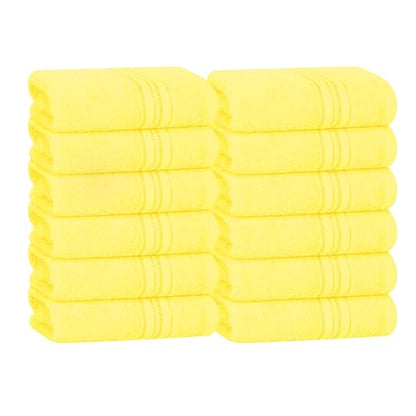BOUTIQUO Ultra Soft Cotton Washcloths, Contains 12 Piece Face Cloths 12x12 inch, Ideal for Everyday use Face Towels, Compact & Lightweight Multi Purpose Washcloths - Lime Yellow - color: Lime Yellow, size: Washcloths - Set of 12