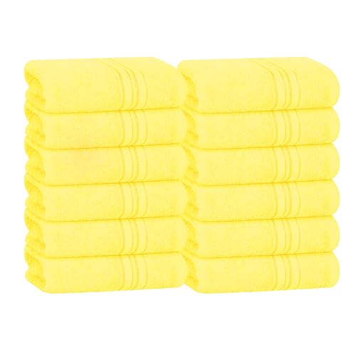 BOUTIQUO Ultra Soft Cotton Washcloths, Contains 12 Piece Face Cloths 12x12 inch, Ideal for Everyday use Face Towels, Compact & Lightweight Multi Purpose Washcloths - Lime Yellow - color: Lime Yellow, size: Washcloths - Set of 12