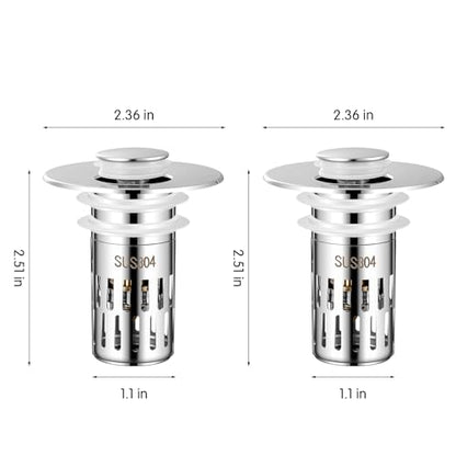 Bathroom Sink Drain Strainer,Bathroom Sink Drain Stopper, Sink Drain Stopper,for Bathroom Sink Stopper Replacement (2PCS),Bright Silver - size: 2 Pack