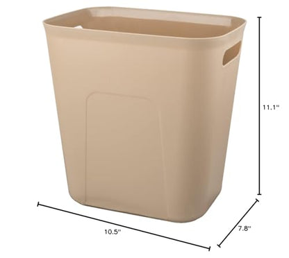 UUJOLY Plastic Small Trash Can Wastebasket, Garbage Container Basket for Bathrooms, Laundry Room, Kitchens, Offices, Kids Rooms, Dorms, 3.5 Gallon, Khaki | Compact Sturdy Garbage Can for Bathroom, Laundry Room, Kitchen, Office, Kids Room, Dorm, Durable, E