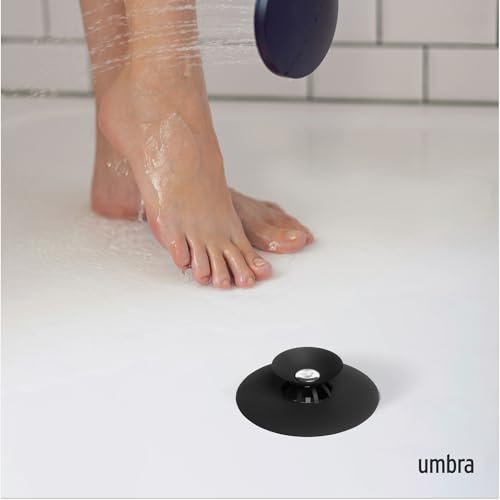 Umbra Flex Hair Catcher, Dual Purpose Shower Drain Stopper, 3-Inch, Black - color: Black