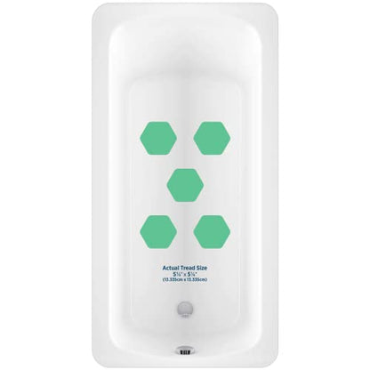 Kahuna Grip Bathtub Bath and Shower 5¼" Hexagon Non-Slip Traction Treads (Green) - color: Green