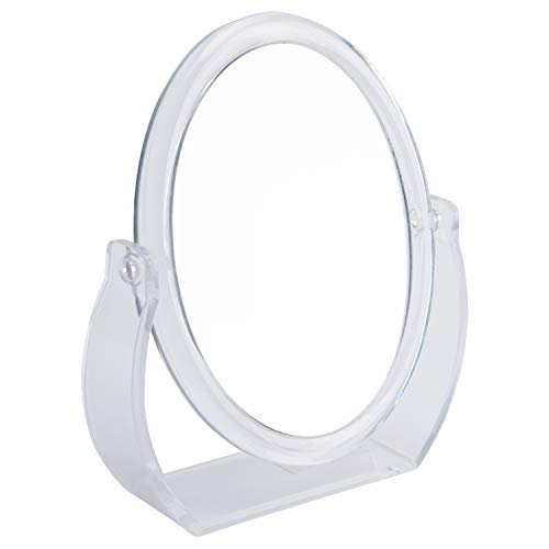 Bath Bliss Double-Sided Free-Standing Swivel Vanity Mirror | Regular & 10X’s Magnification | Make-up & Shaving Use | Freestanding | Tabletop | Rubberized | Clear - color: Clear