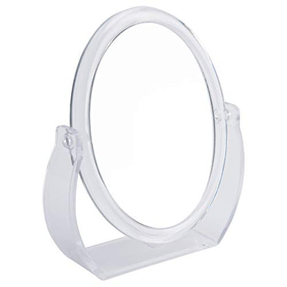 Bath Bliss Double-Sided Free-Standing Swivel Vanity Mirror | Regular & 10X’s Magnification | Make-up & Shaving Use | Freestanding | Tabletop | Rubberized | Clear - color: Clear