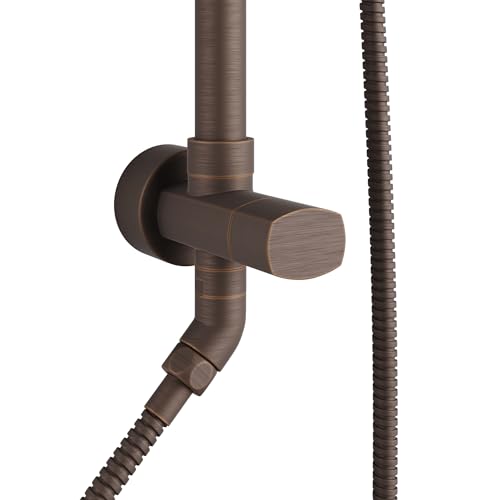 PULSE ShowerSpas Kauai III Oil-Rubbed Bronze Rain Shower Head with Handheld Spray - 1.8 GPM, 8" Showerhead, 5-Function HandShower, Adjustable Slide Bar - Shower Heads with Handheld Spray Combo - color: Oil Rubbed Bronze, size: 1.8 Gallon Per Minute