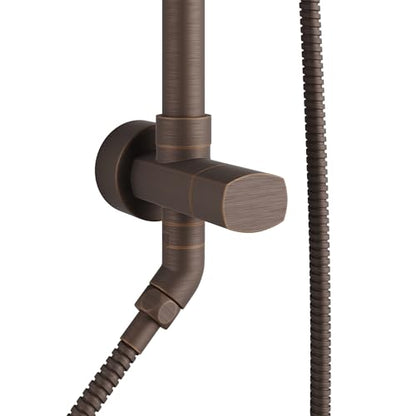 PULSE ShowerSpas Kauai III Oil-Rubbed Bronze Rain Shower Head with Handheld Spray - 1.8 GPM, 8" Showerhead, 5-Function HandShower, Adjustable Slide Bar - Shower Heads with Handheld Spray Combo - color: Oil Rubbed Bronze, size: 1.8 Gallon Per Minute