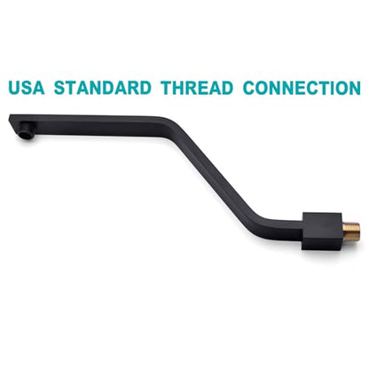 16 Inch S Shape Matte Black Shower Head Arm, Square Wall Mounted Shower Arm and Flange Included - color: Matte Black