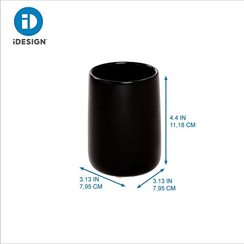 iDesign Ceramic Earth Collection Tumbler Cup, One Size, Matte Black/Natural (Pack of 2) - size: Tumbler (Pack of 2)