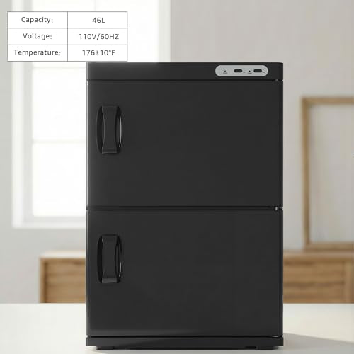 46L Hot Towel Warmer Cabinet, Large Professional Towel Heater - Black | Rust Resistant, Stainless Steel Racks, Large Capacity, Towel Warmer for Spa Massage Salon Home - color: Black, size: 46L