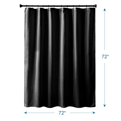 Black Shower Curtain Liner, Black Fabric Shower Liner, 2-in-1 Bathroom Shower Curtain and Liner, 12 Grommet Holes, Water Proof, Machine Washable, Hotel Quality, 72 x 72 Inches - color: Black, size: 72"W x 72"L (Pack of 1)