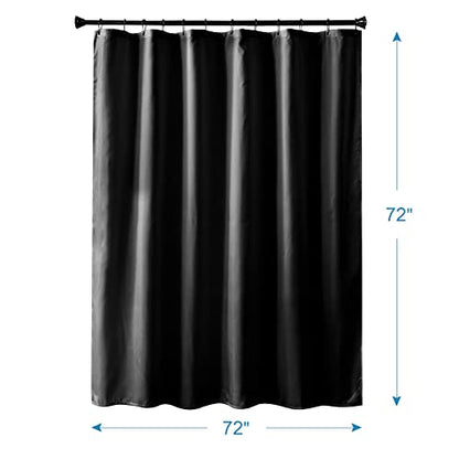 Black Shower Curtain Liner, Black Fabric Shower Liner, 2-in-1 Bathroom Shower Curtain and Liner, 12 Grommet Holes, Water Proof, Machine Washable, Hotel Quality, 72 x 72 Inches - color: Black, size: 72"W x 72"L (Pack of 1)