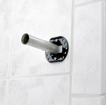 Moen Brushed Nickel 5-Foot Curved Fixed Mount Shower Curtain Rod with Pivoting Flanges, CSR2165BN - color: Brushed Nickel