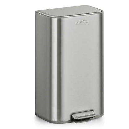 mVm 8 Gal Kitchen Trash Can, Step Trash Can with Lid, Smooth Edge Garbage Bin for Home Office (Tin) - color: Tin, size: 8Gal