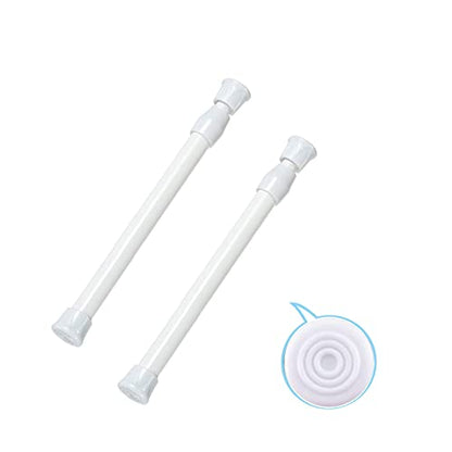 2 Pack Small Tension Rods 7 in to 11 Curtain Rods Window Rods in Extendable Width Spring Cupboard Bars for Kitchen Utensils, Closet, and Cabinet, Fit in The Spaces to Stay Up - color: White, size: 7" to 11"-2PCS