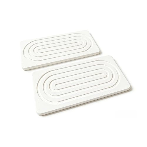 2Pack Water Absorbing Stone Tray,Instant Dry Sink Tray Quick Drying Diatomite Bathroom Tray Countertop, Stone Drying Mat for Kitchen Counter Coasters, Soap Dish Holder(8.3"x 4")
