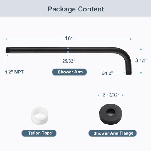 BRIGHT SHOWERS 16-Inch Shower Head Extension Arm with Flange, L Shaped Shower Extender, Extra-Long Stainless Steel Shower Pipe, Oil-Rubbed Bronze - color: Oil Rubbed Bronze, style: L-Shape 16 Inch