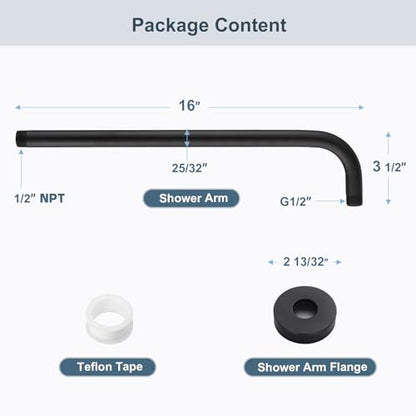 BRIGHT SHOWERS 16-Inch Shower Head Extension Arm with Flange, L Shaped Shower Extender, Extra-Long Stainless Steel Shower Pipe, Oil-Rubbed Bronze - color: Oil Rubbed Bronze, style: L-Shape 16 Inch