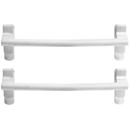 KALLORY 2pcs No Drill Towel Rack Buckle Bar, Removable Punch-Free Cabinet Door Hanging Towel Holder Organizer for Kitchen and Bathroom, White
