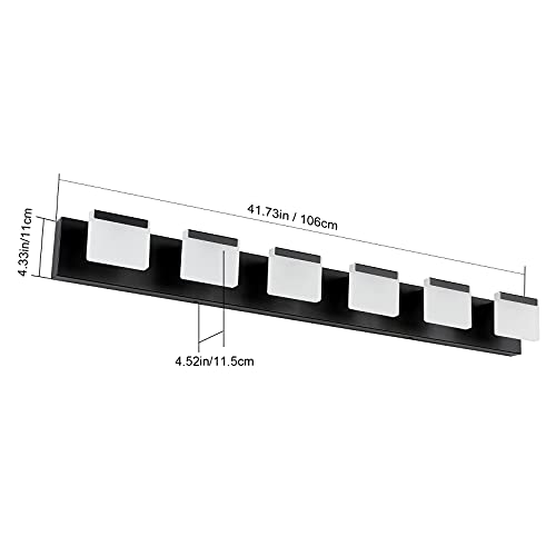 Ralbay LED Black Modern Vanity Light 6 Light Matte Black Bathroom Vanity Lights Acrylic Bathroom Vanity Lights Fixtures - color: Black, size: 6-Light