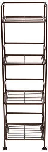 Amazon Basics 4-Tier Iron Towel Shelf Black 11.4"L x 11.8"W x 44.5"H | for Bathroom