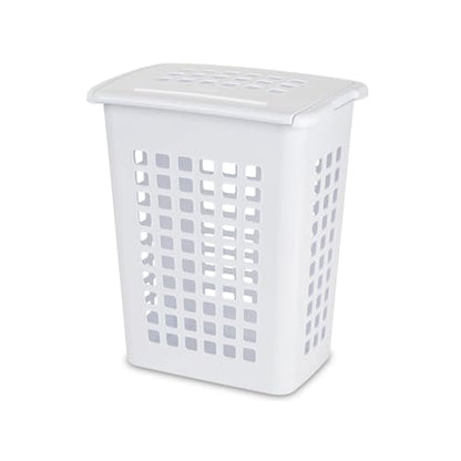 Sterilite Rectangular LiftTop Plastic Laundry Hamper, White, 4 Pack | Stackable Plastic Storage Baskets and Containers for Organizing Clothes, Fabrics, Bedding, and Linen - size: 4 Pack