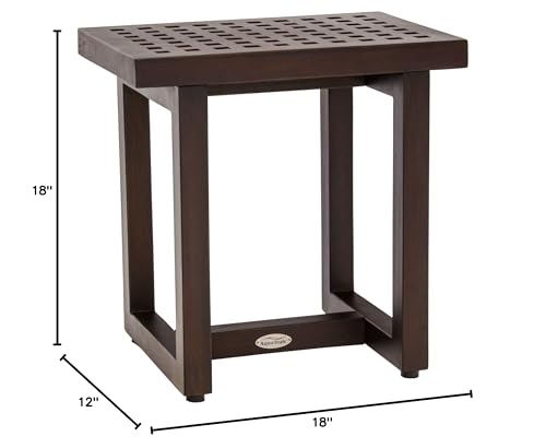 AquaTeak 18" Grate Mocha-Shield Teak Shower Bench - A. Bench | Durable, Water-Resistant Teak, Shower Chair & Shaving Foot Rest, Indoor/Outdoor Use