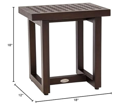 AquaTeak 18" Grate Mocha-Shield Teak Shower Bench - A. Bench | Durable, Water-Resistant Teak, Shower Chair & Shaving Foot Rest, Indoor/Outdoor Use