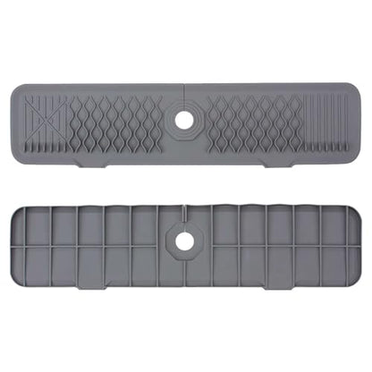 Faucet Mat for Kitchen Sink Silicone Sink Splash Guard 5° Slope Faucet Draining Mat Dish Soap Sponge Holder Around Faucet Bathroom Gadgets Sink Accessories Drying Mats Organizer (Gray, 24 Inch) - color: Gray