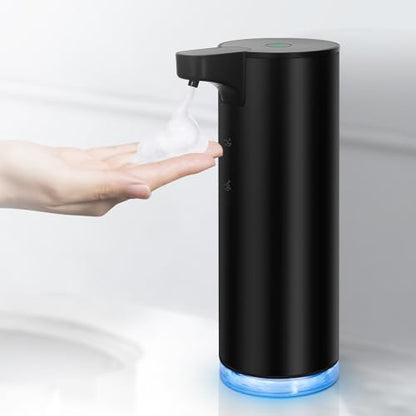 Automatic Soap Dispenser Foaming: Rechargeable Touchless Soap Dispenser Stainless Steel Foam Soap Dispenser for Bathroom Hand Soap Pump for Kitchen Xmas Gift, 9oz, Black - color: Black