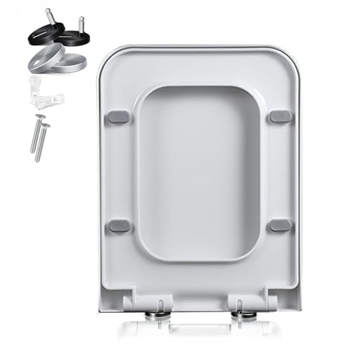 White Square Quick Release Toilet Seat with Cover - Easy Clean, Top Fix Installation, 36 x 47 cm - Universal Fit for Standard Toilets - size: 36*47cm