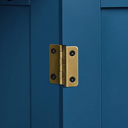 Topeakmart Free Standing Wood Bathroom Floor Cabinet, Navy Blue | Storage Cabinet with 3 Drawers and Cupboard, for Hallway/Entryway/Living Room Accent Furniture - color: Navy Blue