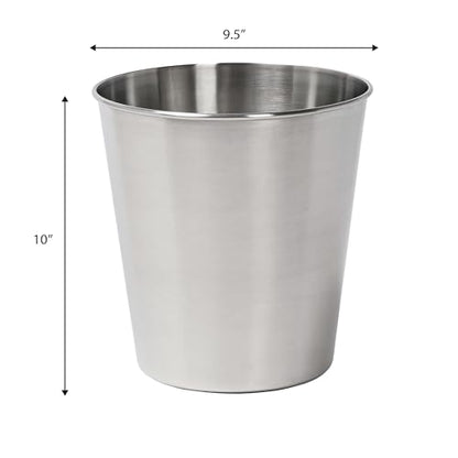 happimess Nolan 2 Gal Smooth Steel Wastebasket, Brushed Steel | 10" Height, Lidless Open Top, Fingerprint Resistant, Mechanical Polishing, Small Space Design - color: Brushed Steel, size: Set of 1