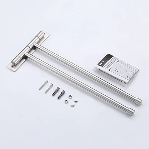 KES Bathroom Towel Bar 13.8 Inch, Swing Out 2-Arm, Wall Mounted | Holder, SUS304 Stainless Steel Brushed Finish, A2102S2-2 - color: Brushed Finish, size: 13.8-Inch (2 Bars)