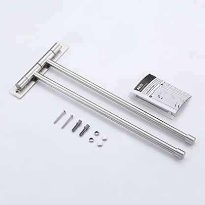KES Bathroom Towel Bar 13.8 Inch, Swing Out 2-Arm, Wall Mounted | Holder, SUS304 Stainless Steel Brushed Finish, A2102S2-2 - color: Brushed Finish, size: 13.8-Inch (2 Bars)