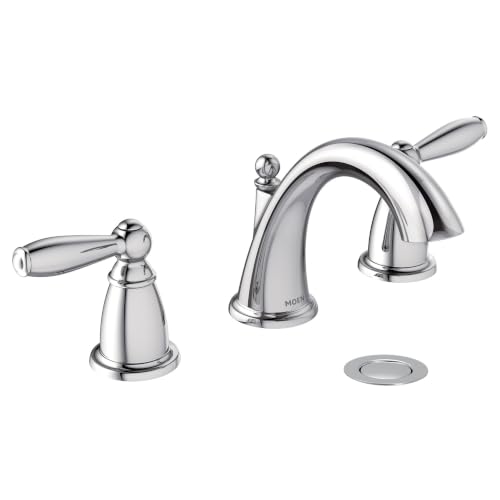 Moen TV6620 Brantford Widespread Bath Faucet, Chrome | Bathroom sink faucet, valve included, widespread installation, high arc spout, chrome finish