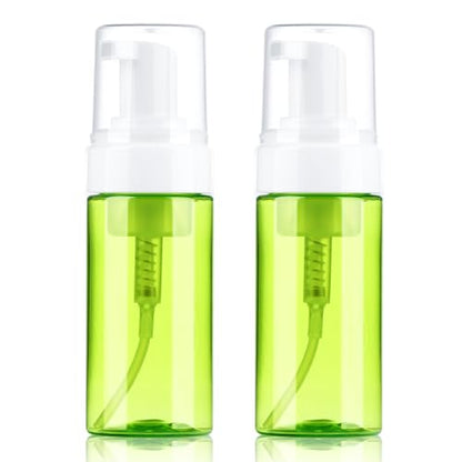 Foam Pump Bottle 4oz 2 Pack Small Plastic Refillable Foaming Bottles | Empty Leak Proof Foaming Soap Dispenser for Shampoo, Hand Soap, Body Wash, Face Wash (120ml) - color: Green