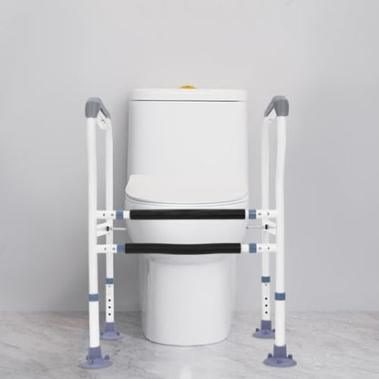 Toilet Safety Rails for Bathroom Safety Frame for Elderly, Pregnant, Disabled, Toilet Safety Frame & Rail, 2-Gear Adjustable Length 23.23-25.2 Inch, Adjustable Height 12.2-16.14 Inch, 440 LBS