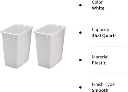 Rubbermaid 2806TP-WHT 36QT Open Wastebasket, White (Pack of 2)
